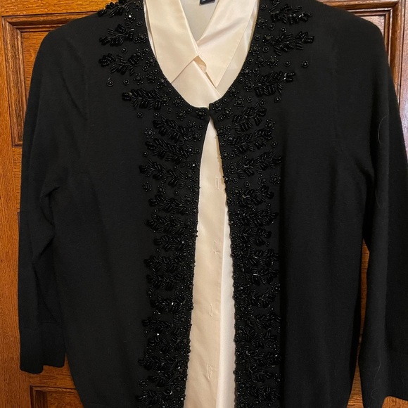 Talbots black beaded short sweater size M - perfect for holidays! - Picture 3 of 6